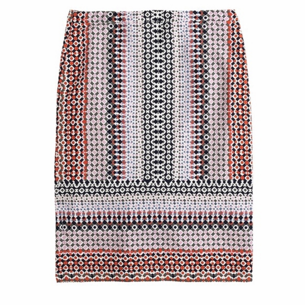 J. Crew Pink Geo Print Pencil Skirt